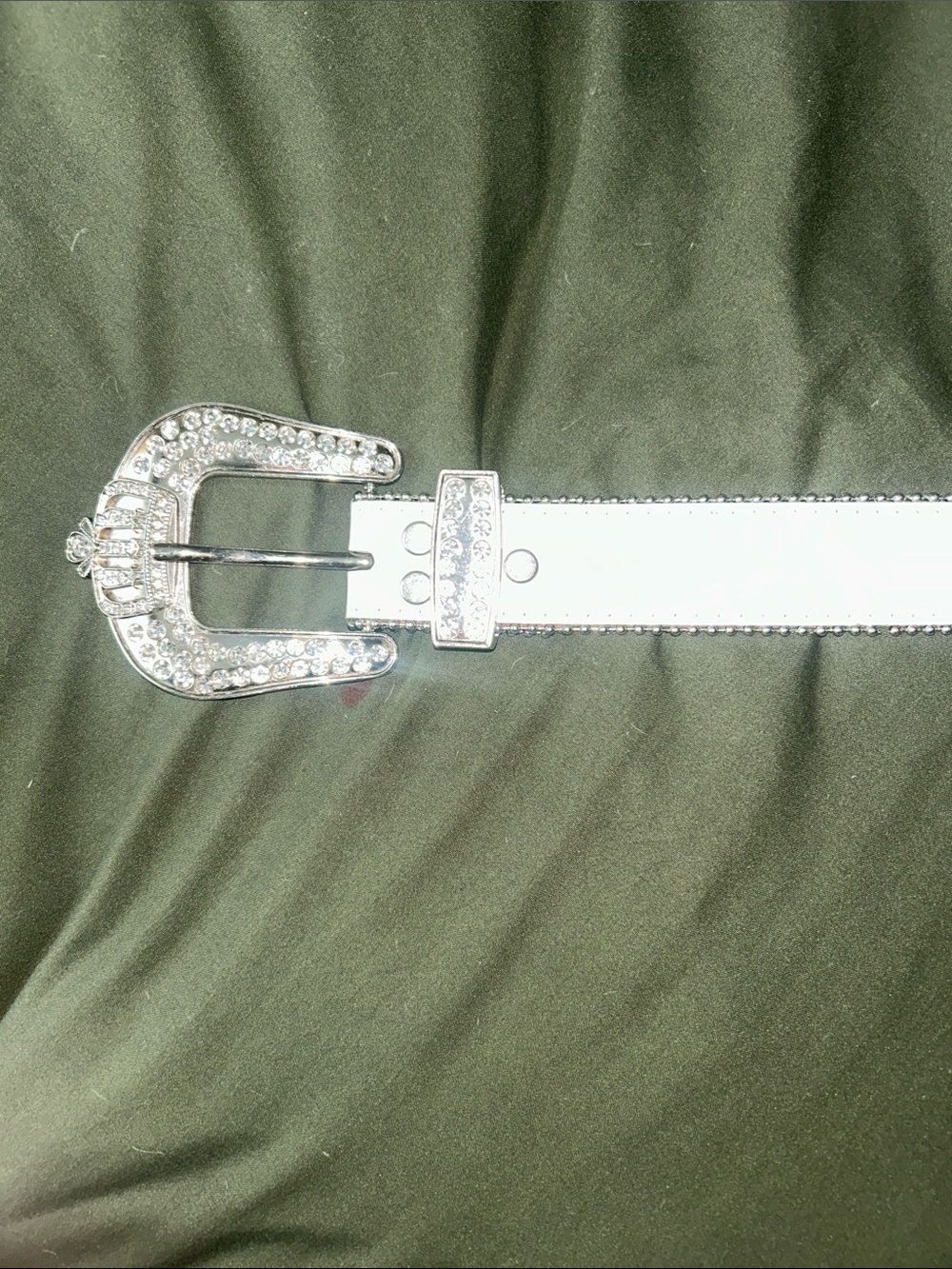 White Rhinestone BB Simon Belt Chrome Crown